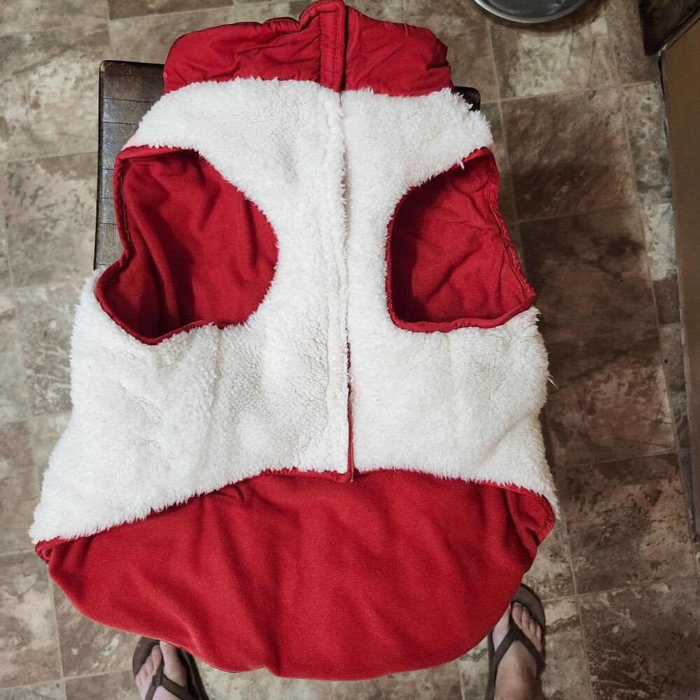 Vibrant Life Size Large Quilted Dog Vest Sherpa Jacket Red/Pink Velcro - Picture 3 of 8